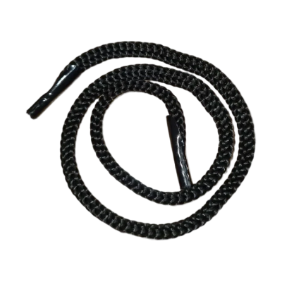 Шнур с наконечниками "крючок-прозрачный" для пакетов, Чёрный, 4 мм, длина 35 см, 100 шт